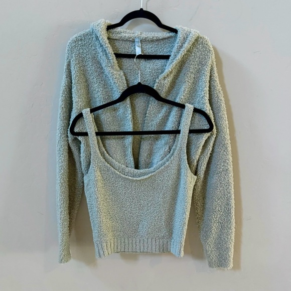 Skims Cozy Knit Bundle- Tank and Hoodie Full Zip Jacket. Sz Small - Picture 2 of 11